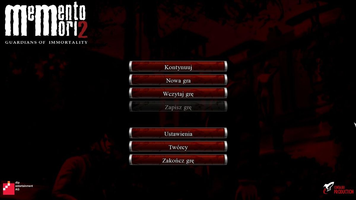 Memento Mori 2: Guardians of Immortality (Windows) screenshot: Main menu (Polish version)