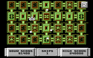 Bulldog (Commodore 64) screenshot: Yikes, lots to blast here!