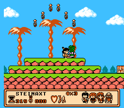 Banana Prince (NES) screenshot: I just... love you, you big green fellow! I think we shall get along well...