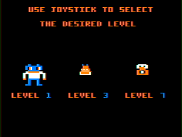 Panic Button (TRS-80 CoCo) screenshot: Select your level - remember, the higher the level, the faster the converyor belts move.