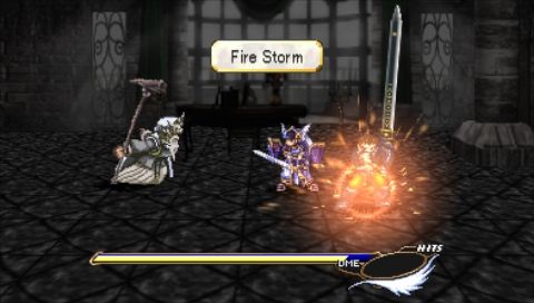 Valkyrie Profile: Lenneth (PSP) screenshot: Lombert uses Fire Storm.
