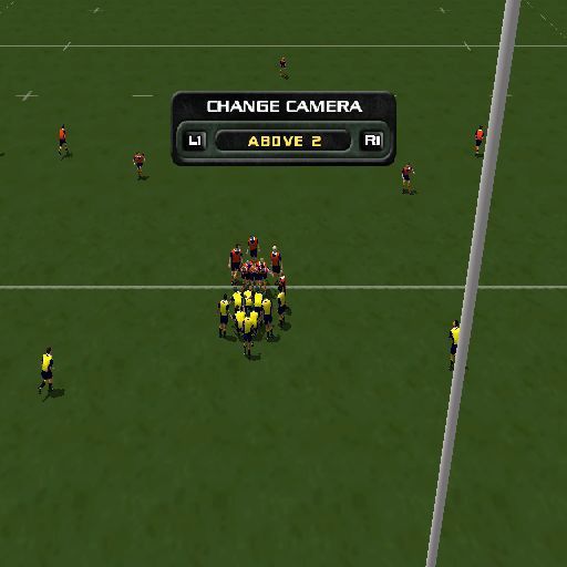 Rugby 2004 (PlayStation 2) screenshot: The L1/R1 buttons cycle through the different camera angles