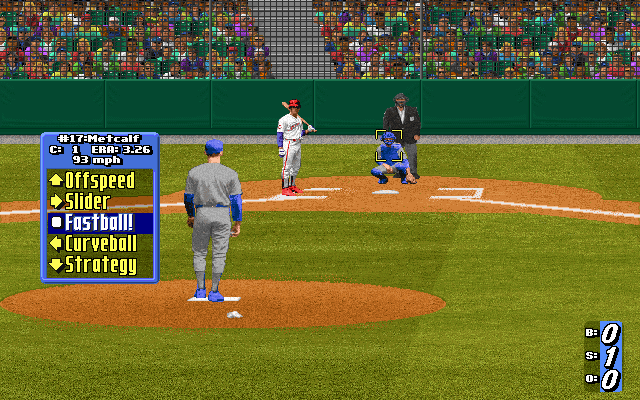 HardBall 4 (DOS) screenshot: Selecting a pitch.