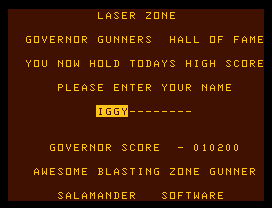 Laser Zone (Dragon 32/64) screenshot: High score