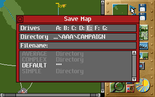Campaign (DOS) screenshot: You may Save or Load Maps (3 of them are available by default)...