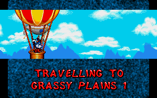 Whizz (DOS) screenshot: Travelling to the grassy plains!
