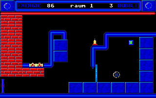 No Name (Atari ST) screenshot: The door left is turning on and off. Passing it allows access to the switch, turning off the door on the upper right
