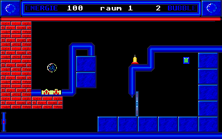 No Name (Atari ST) screenshot: You control the bubble left. Below is a teleporter