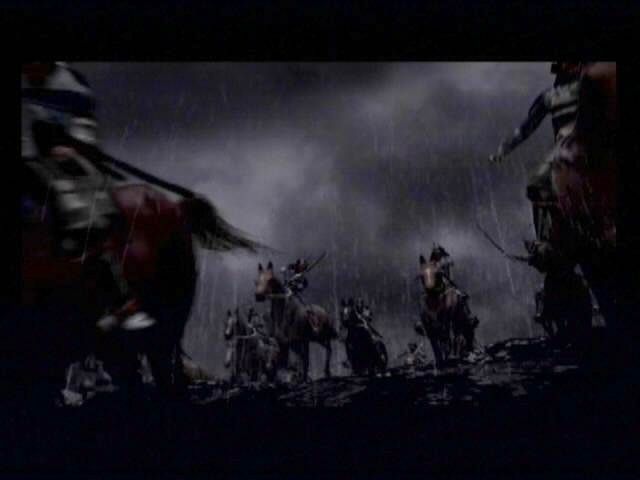 Onimusha: Warlords (PlayStation 2) screenshot: The impressive opening video shows the forces of Oda Nobunaga attacking those of Imagawa Yoshitomo, a real historical event. Akechi Samanosuke's role, of course, is fictional.