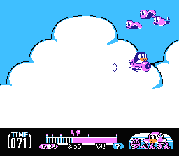 Yume Penguin Monogatari (NES) screenshot: Flying level