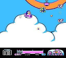 Yume Penguin Monogatari (NES) screenshot: Be careful: spikes.