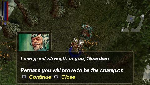 Untold Legends: Brotherhood of the Blade (PSP) screenshot: Dialog with quest giver