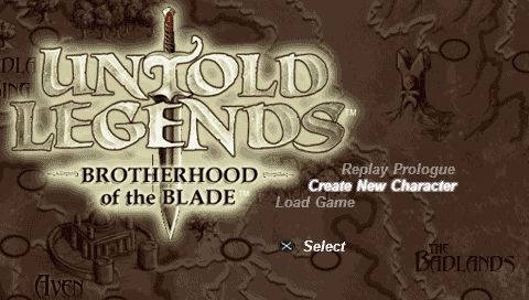 Untold Legends: Brotherhood of the Blade (PSP) screenshot: Main menu