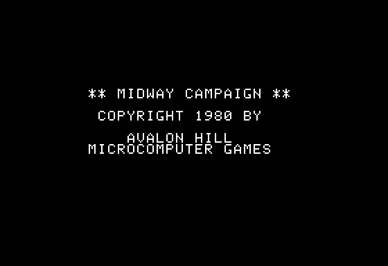 Midway Campaign (Apple II) screenshot: Introduction screen