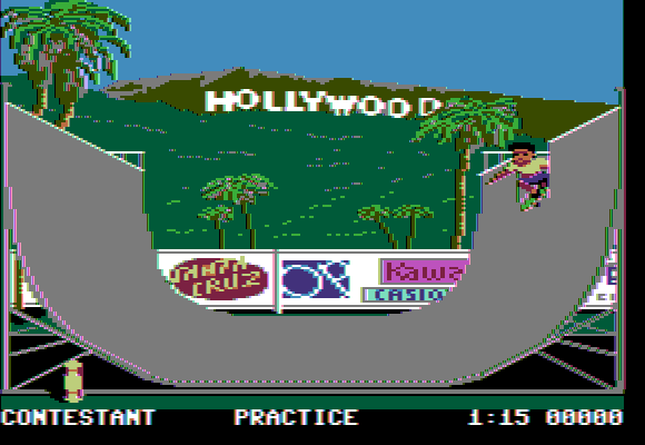 California Games (Apple II) screenshot: Event - Half Pipe.