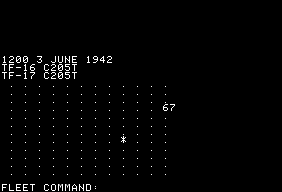 Midway Campaign (Apple II) screenshot: Map