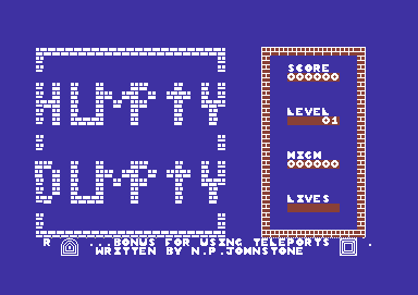 Humpty Dumpty meets the Fuzzy Wuzzies (Commodore 64) screenshot: Title