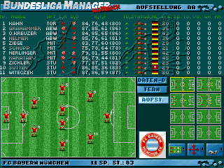 Football Limited (DOS) screenshot: Formation screen