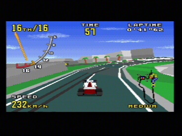Virtua Racing (Genesis) screenshot: Imagine the Need For Speed w/ cell shading :)