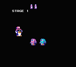 Yume Penguin Monogatari (NES) screenshot: The stage begins!