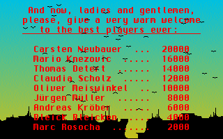 Stone Age (DOS) screenshot: Highscores alias the best players ever