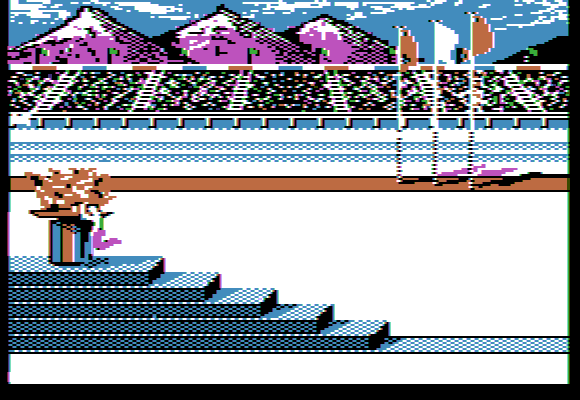 Winter Games (Apple II) screenshot: Opening ceremony.