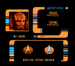 Star Trek: The Next Generation (NES) screenshot: Mr. Worf, let's light this sector up!