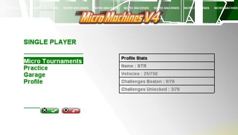 Micro Machines V4 (PSP) screenshot: Player profile