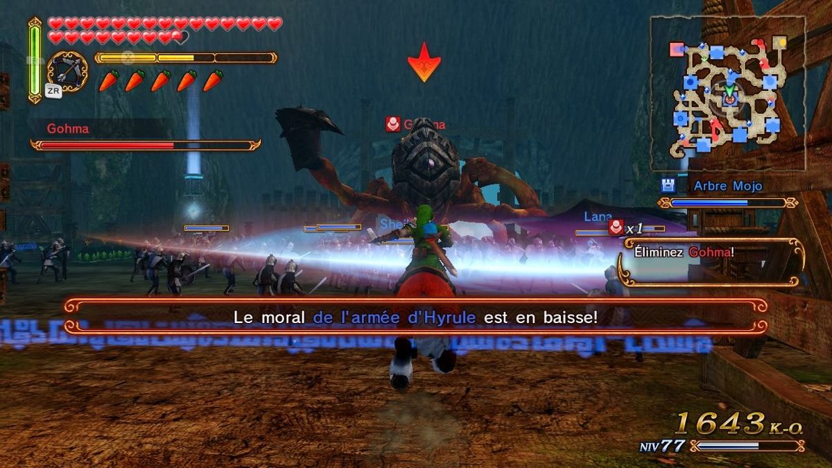 Hyrule Warriors (Wii U) screenshot: In game mission. Approaching Gohma (recursive boss).