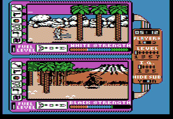 Spy vs. Spy: The Island Caper (Apple II) screenshot: Two player game.