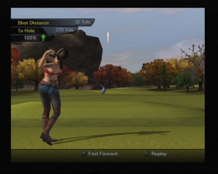 Outlaw Golf 2 (PlayStation 2) screenshot: Great strike by Harley