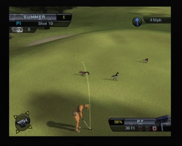 Outlaw Golf 2 (PlayStation 2) screenshot: Who let those ducks walk around, they better not ruin my strike