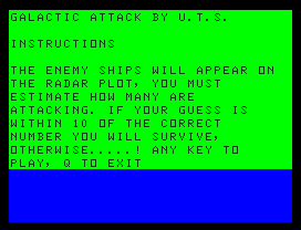 Cassette 50 (Dragon 32/64) screenshot: You will find that most games are named Galactic, Space or Star something