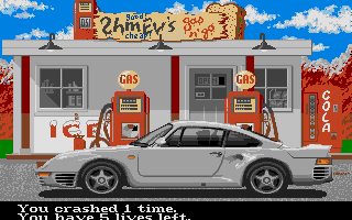 The Duel: Test Drive II (Atari ST) screenshot: Gas station.