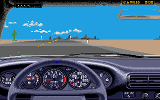 The Duel: Test Drive II (Atari ST) screenshot: Race against the clock.