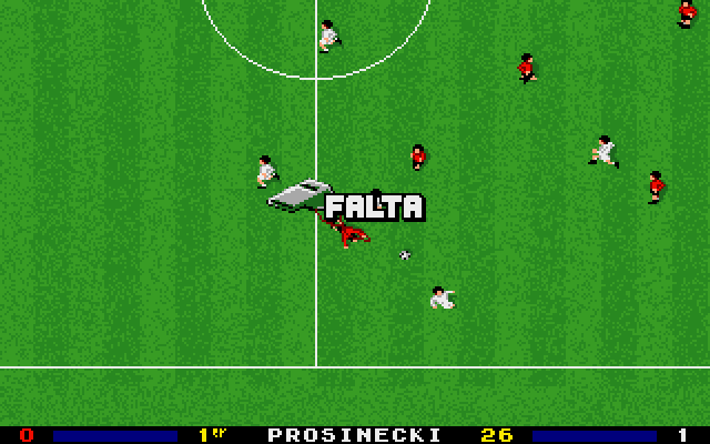 PC Fútbol (DOS) screenshot: Foul