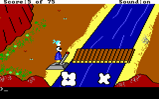 Voodoo Girl: Queen of the Darned (DOS) screenshot: Would you believe I built this bridge? No? Uh... how about that I installed the lever in its retraction mechanism?