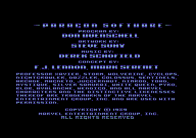 X-Men (Commodore 64) screenshot: Credits