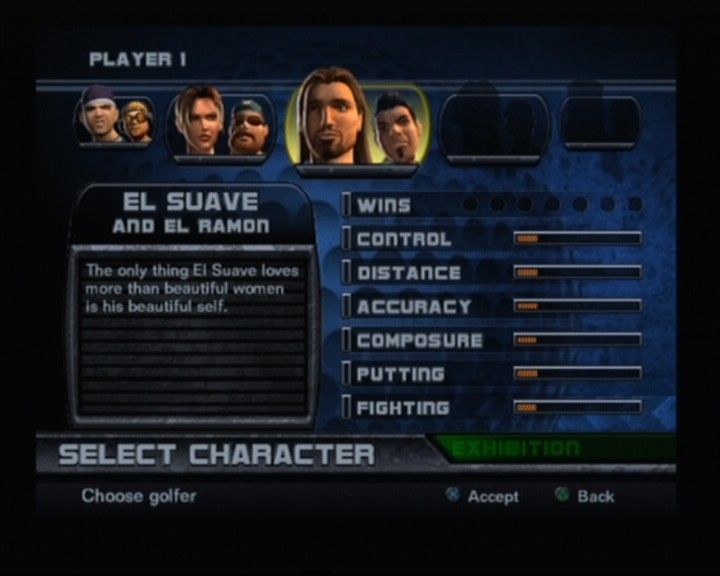 Outlaw Golf 2 (PlayStation 2) screenshot: Character selection screen