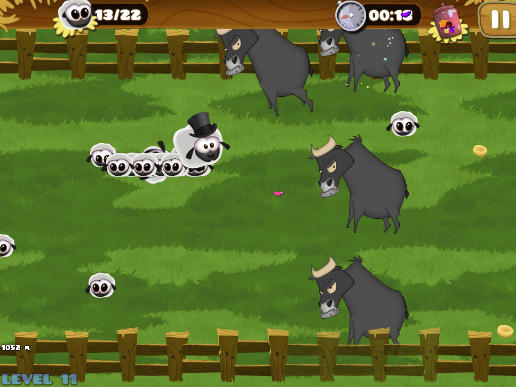 Hay Ewe (iPhone) screenshot: Bull Rush mini-game