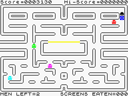Mazeman (ZX Spectrum) screenshot: The last piece to complete the level... (1st 1982 version)