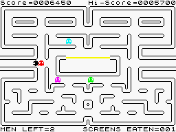 Mazeman (ZX Spectrum) screenshot: ...or not? What happened here? (1st 1982 version)