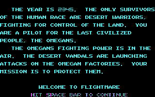 Flightmare (DOS) screenshot: Introduction