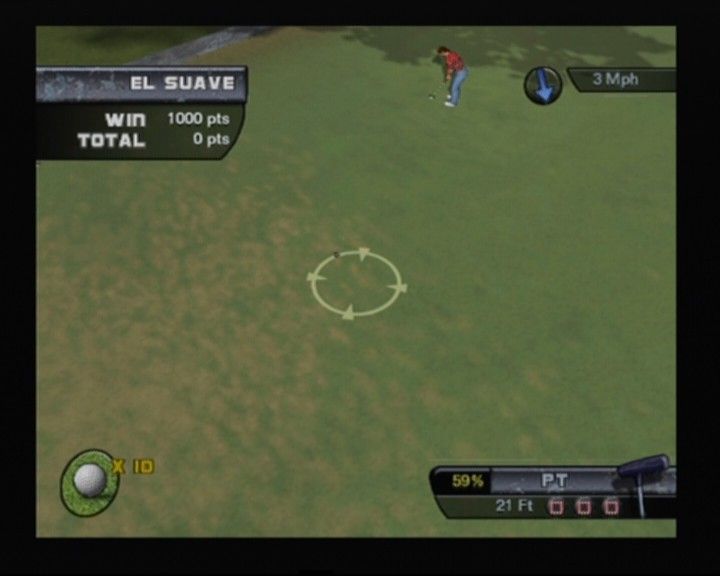 Outlaw Golf 2 (PlayStation 2) screenshot: When near the hole, you can switch cameras for better angle