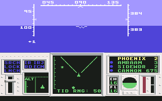 F-14 Tomcat (Commodore 64) screenshot: Cockpit view