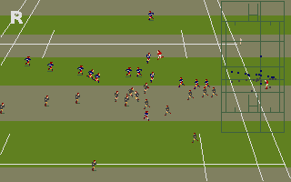 World Class Rugby: Five Nations Edition (DOS) screenshot: Blimp-cam replay (VGA)
