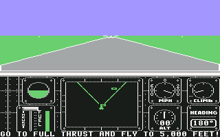 F-14 Tomcat (Commodore 64) screenshot: On the runway ... ready to take off