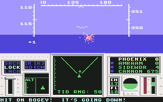 F-14 Tomcat (Commodore 64) screenshot: Enemy fighter shot down