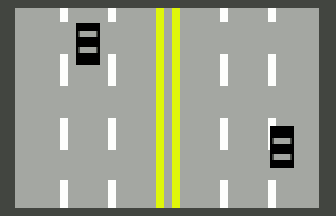 Helsingfors (Commodore 64) screenshot: Starting out in the leftmost lane