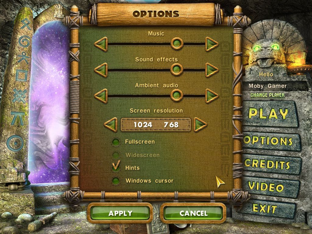 The Treasures of Mystery Island: The Gates of Fate (Windows) screenshot: The game configuration option